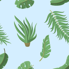 Seamless pattern with leaves vector illustration.