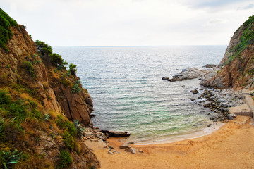 Beach at bay in Tossa de Mar on Costa Brava