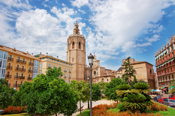 Fototapeta na wymiar Metropolitan Cathedral and Micalet tower Valencia