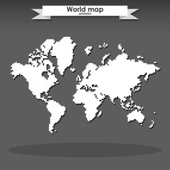 Obraz premium Global world pixelated vector map. Pixel Earth icon.