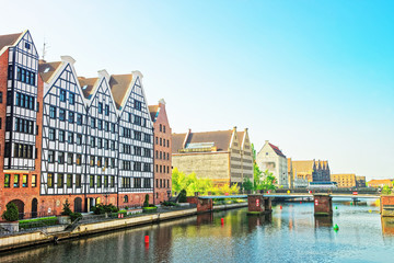 Obraz premium Bridge at Waterfront of Motlawa River of Gdansk
