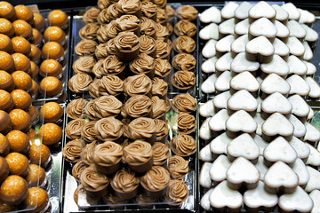 Selection of Swiss chocolate praline sweets