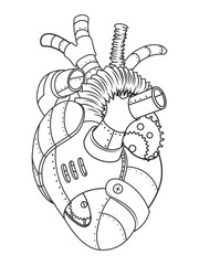 Metal heart coloring book vector illustration