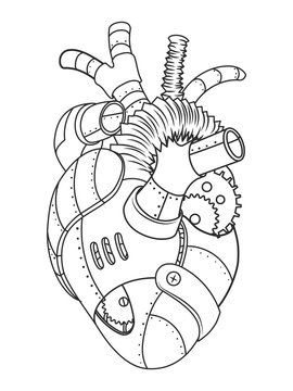 Metal heart coloring book vector illustration