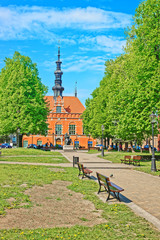 Naklejka premium Statue of Jan Heweliusz in Modern Gdansk