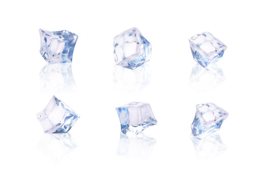 Set of six transparent ice cubes
