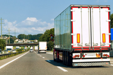 Trucks on road at canton Geneva of Switzerland
