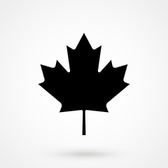 Canadian maple leaf icon with shadow isolated on a white background, stylish vector illustration for web design EPS10