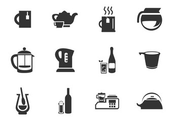 Utensils beverages icon set