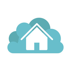 global cloud online house icon, vector illustration