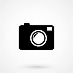 Camera Icon in trendy flat style isolated on grey background.