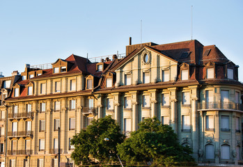 Fototapeta na wymiar Old building in Le Flon district in Lausanne