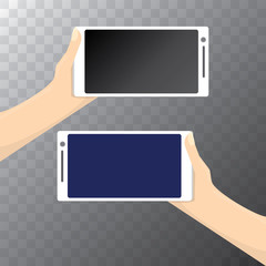vector Hand holding white smart phone