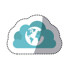 sticker global cloud for share file, vector illustration