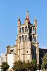 Tower of Cathedral of Notre Dame in Lausanne