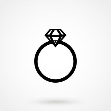 Vector gray flat wedding ring icon isolated on white.