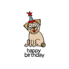 Happy Birthday. Puppy pug.
