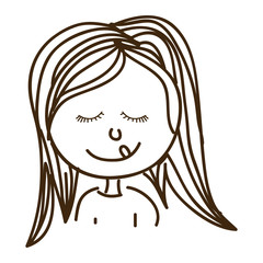 line woman very funny expression, vector illustration design