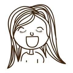 line woman very happy expression, vector illustration design