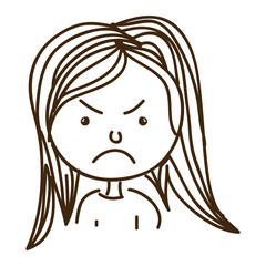 line woman very angry expression, vector illustration
