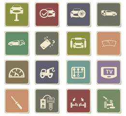car shop icon set