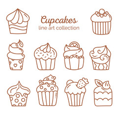 Cupcake line art collection