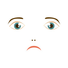 lwoman very sad expression, vector illustration design