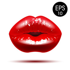 Chic Red lips. Vector illustration