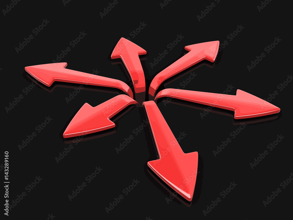Poster 3d image of arrows in different directions. image with clipping path