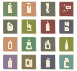household chemicals icon set