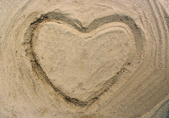 Heart drawn in the sand