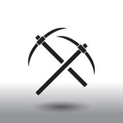 The pick icon. Pickax symbol. Flat Vector illustration