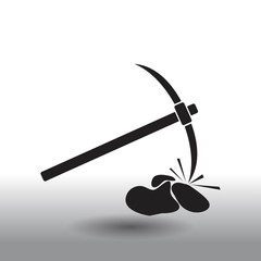 The pick icon. Pickax symbol. Flat Vector illustration