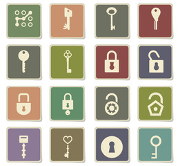 lock and key icon set