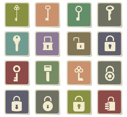 lock and key icon set