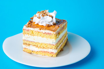 Hommemade banana cake slice on a plate