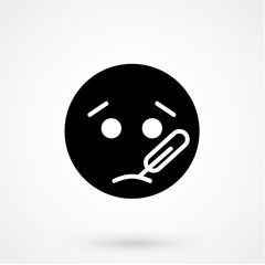Sick emoji. Emotion of unhappiness. Vector illustration smile icon.