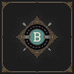 Fototapeta premium Flourishes monogram logo template. Vector illustration.