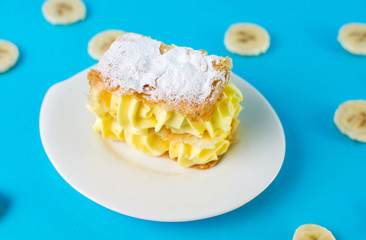 Banana cake in a plate