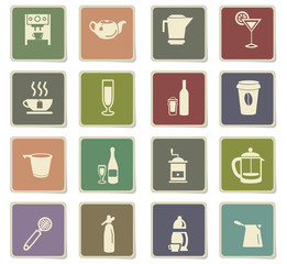 utensils for beverages icon set