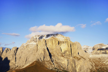 Sella group - the plateau- shaped massif in the Dolomites mountains of northern Italy, Europe