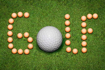 Golfball auf dem Rasen, Grün, Golf, Sport 