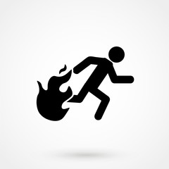 Fired Running Man vector icon. Illustration style is flat icon