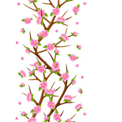 Spring seamless pattern with branches of tree and sakura flowers. Seasonal illustration