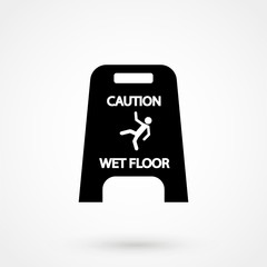 Slippery wet floor vector icon. Warning sign. Attention dangerous symbol