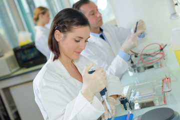 biological technician putting samples