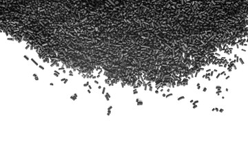 granulated coal isolated on white background, above view