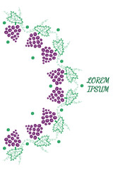 Vine with leaves and grapes with green dot pattern embroidery stitches imitation