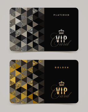  Template golden and platinum VIP card. Vector illustration.