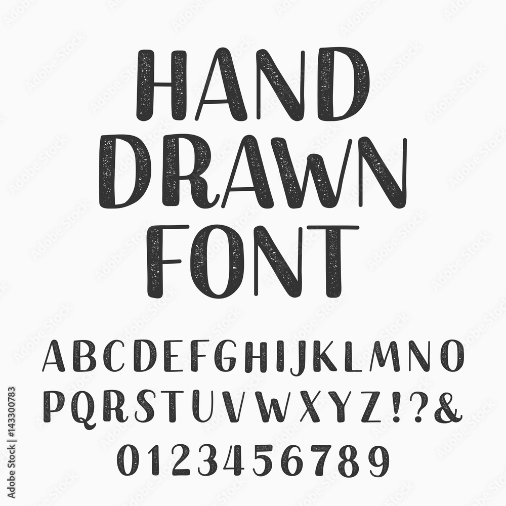 Fototapete hand drawn typeset. alphabet vector font. type letters and numbers on a dark background. vector type